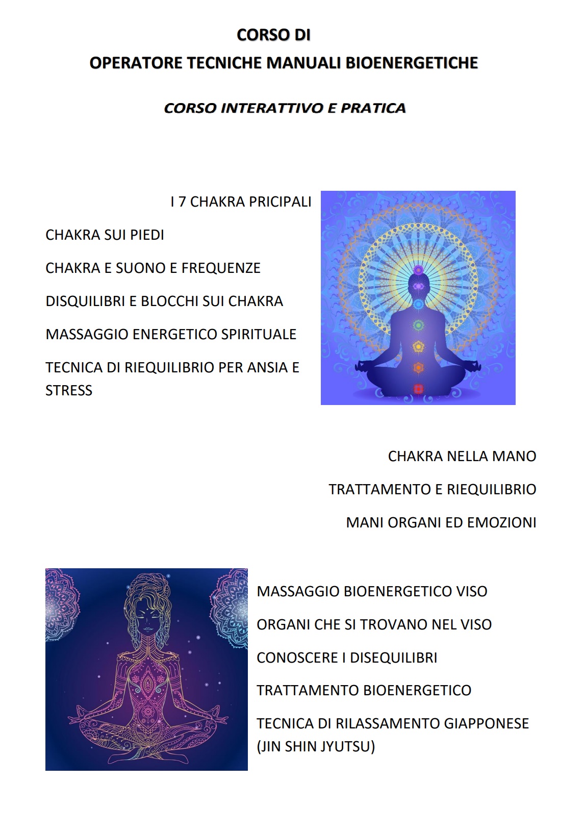 CORSO DI OPERATORE TECNICHE MANUALI BIOENERGETICHE